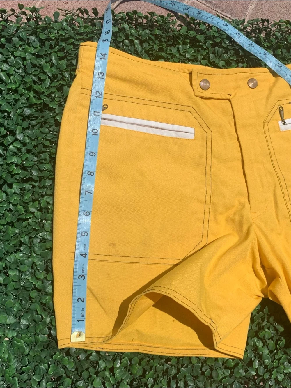 Vintage 70s John Weitz vibrant yellow summer beachwear poolside casual shorts